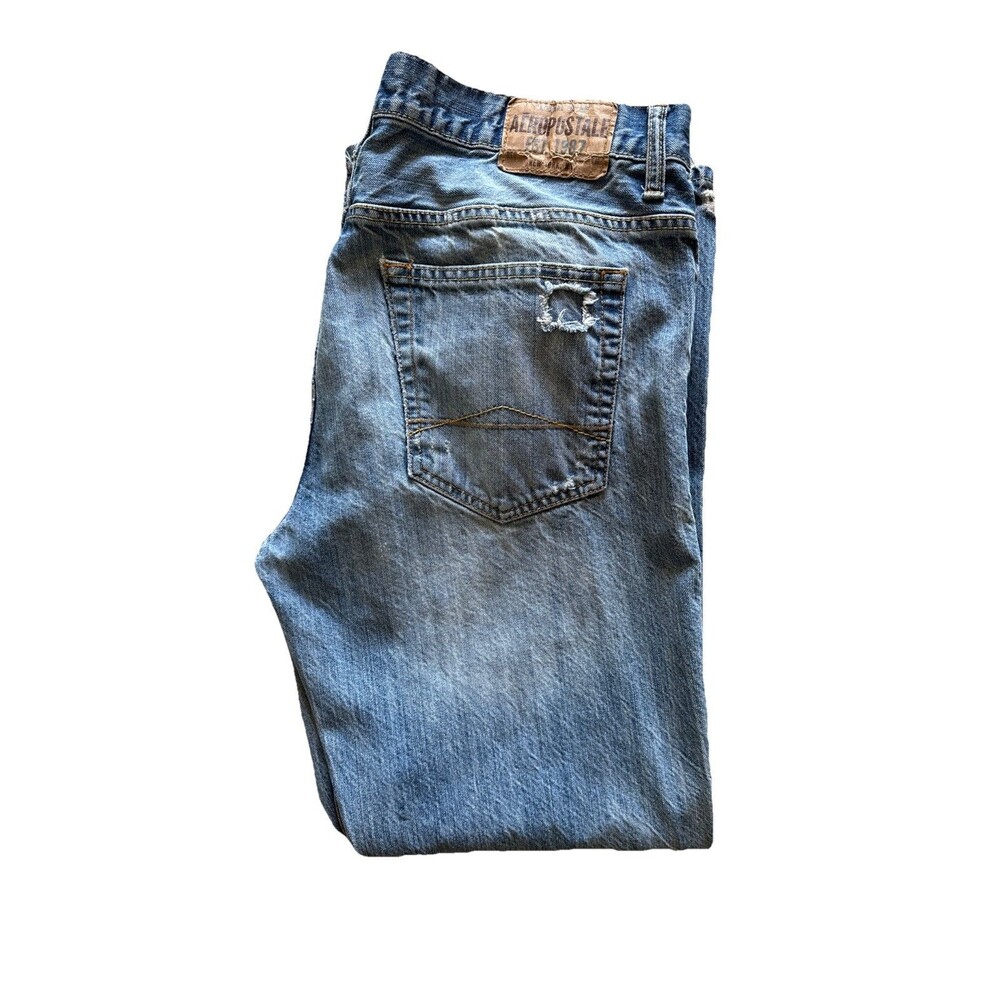 Aeropostale Benton Original  Mens 36x32 Blue Fade Distress Y2K